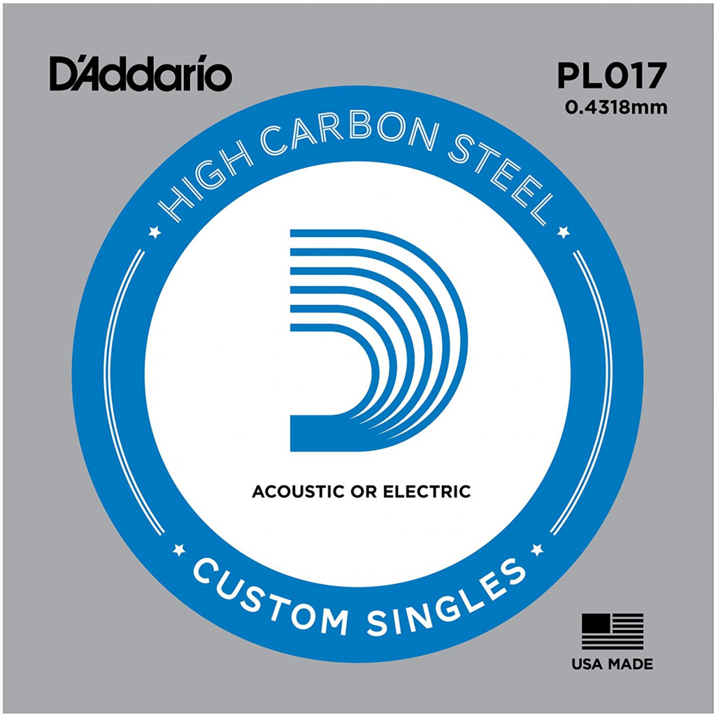 D'Addario PL017 Plain Steel Guitar Single String, .017