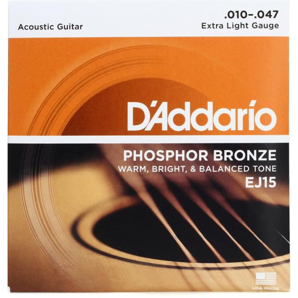 D'Addario EJ15 Phosphor Bronze Extra Light Acoustic Strings .010-.047