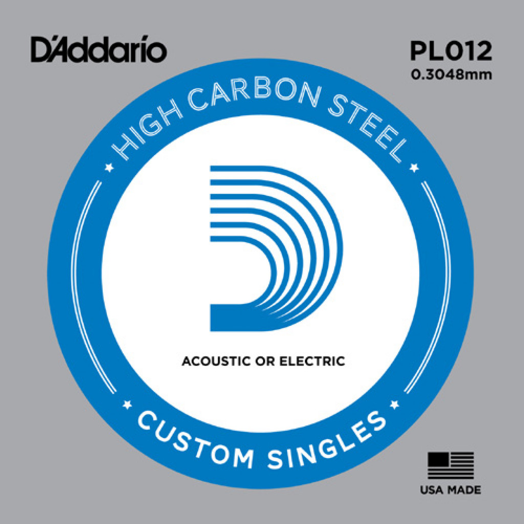 D'Addario PL012 Plain Steel Guitar Single String, .012
