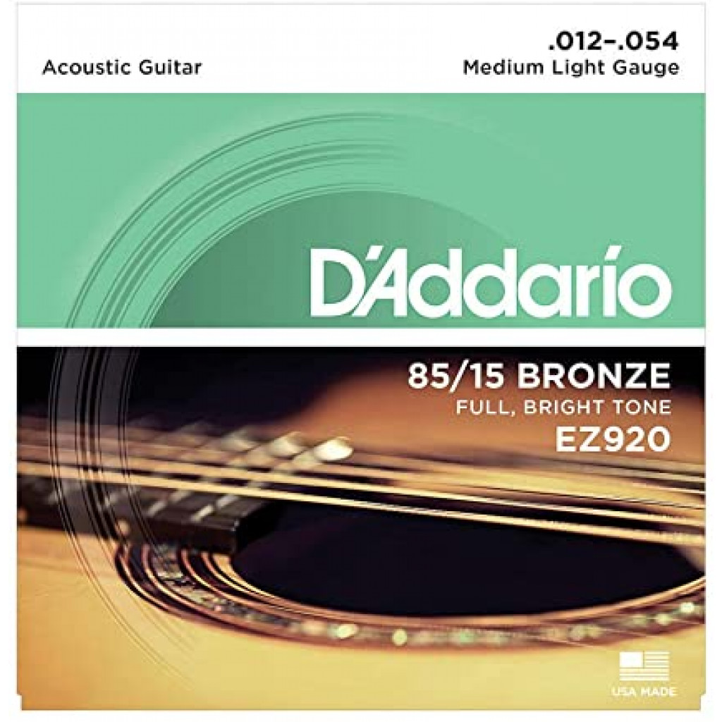 D’Addario EZ920 85/15 Bronze Acoustic Strings, Medium Light, 12-54
