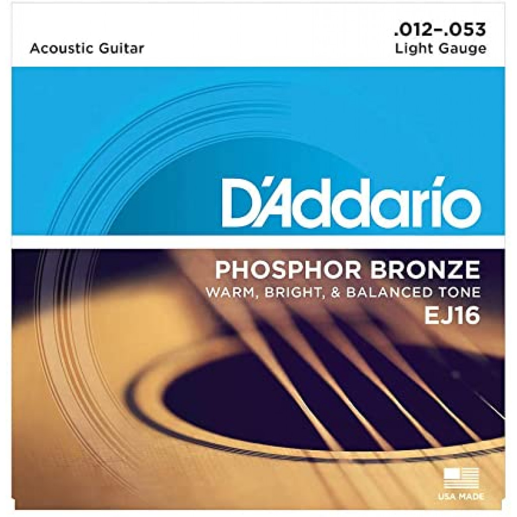 D'Addario EJ16 Phosphor Bronze Light Acoustic Strings .012-.053