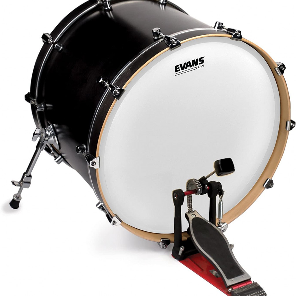 The Evans UV1 16" Bass Drum Head (BD16UV1) features a durable single-ply 10-mil film with a patented UV-cured coating for excellent consistency and long-lasting performance. It delivers a balanced att