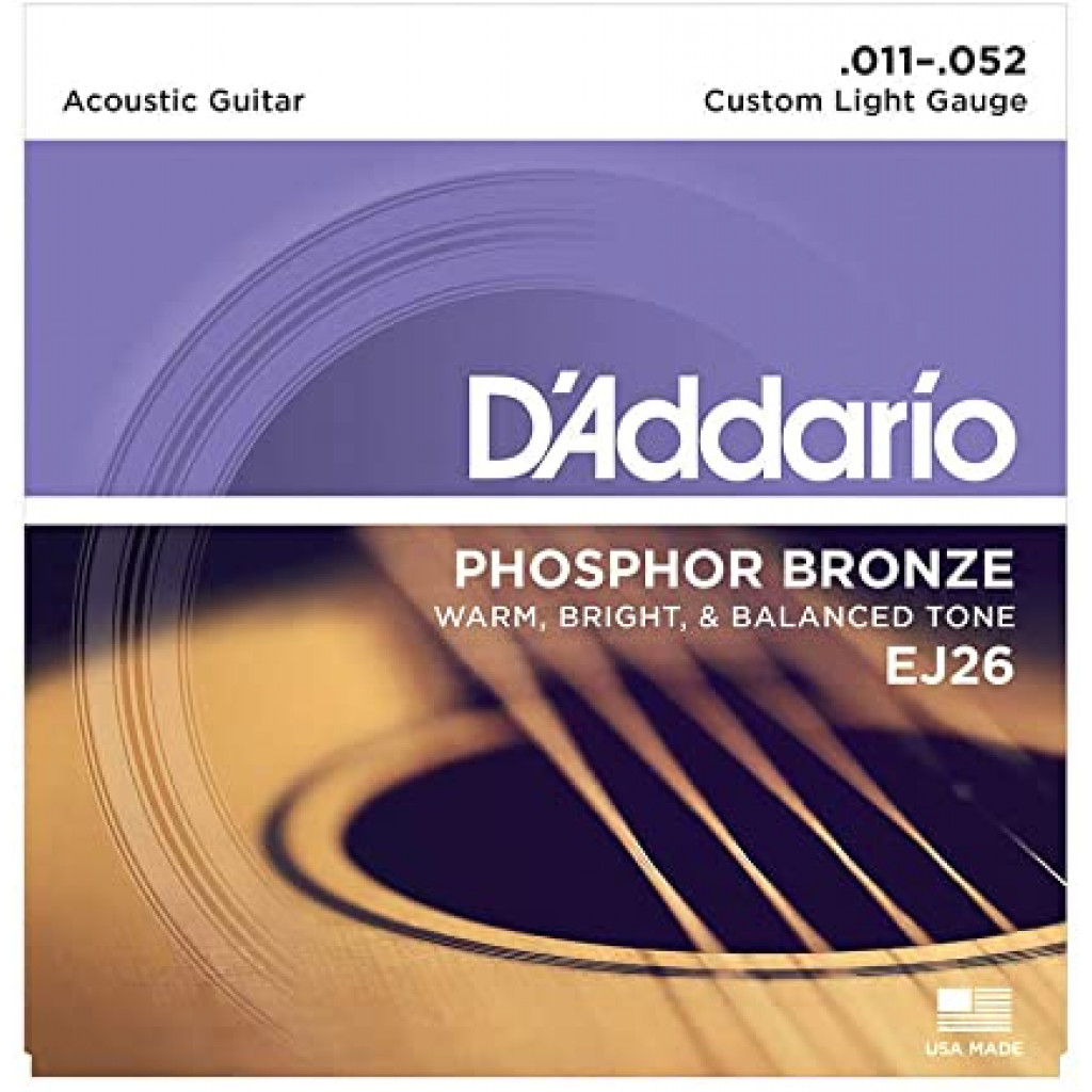D'Addario EJ26 Phosphor Bronze Custom Light Acoustic Strings .011-.052