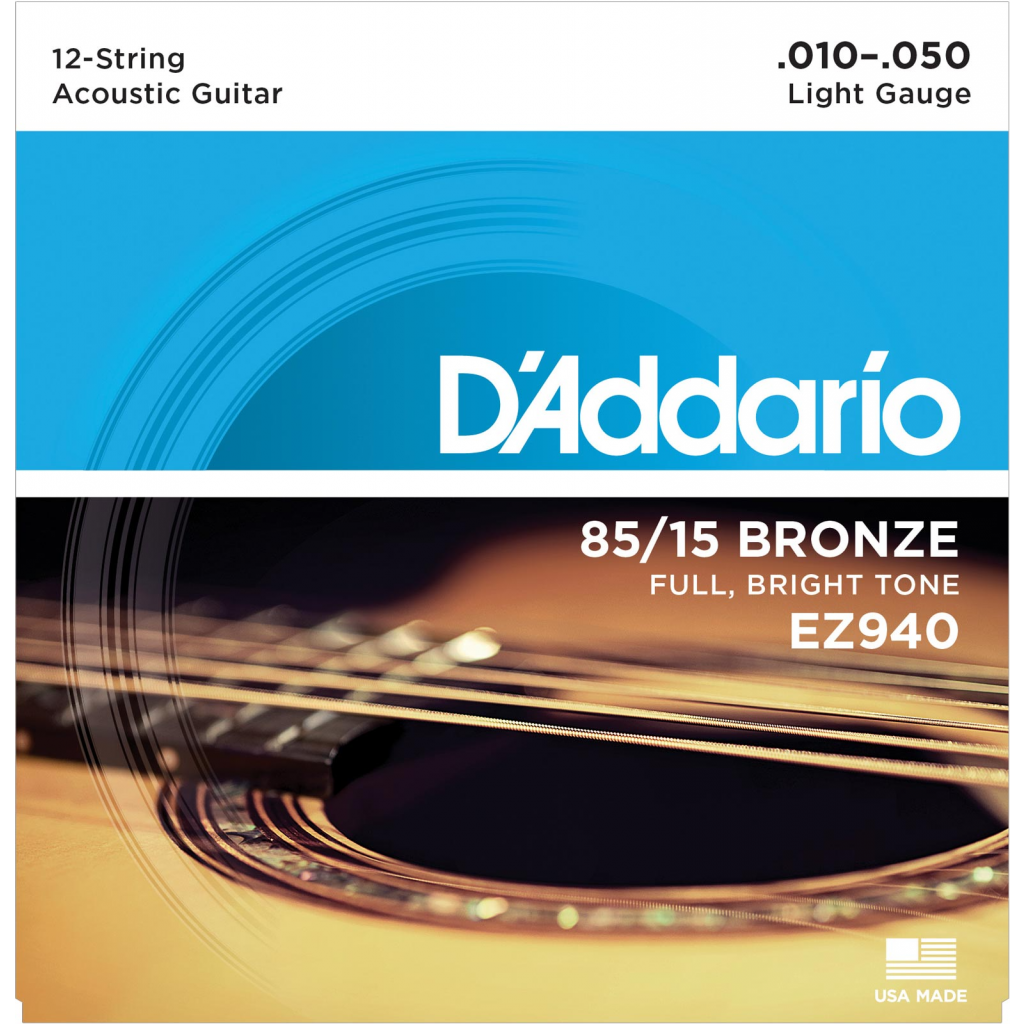 D'Addario EZ940 12-String 85/15 Great American Bronze Light Acoustic Guitar Strings
